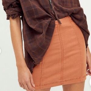 Free people skirt corduroy orange mini skirt sz 0 casual boho